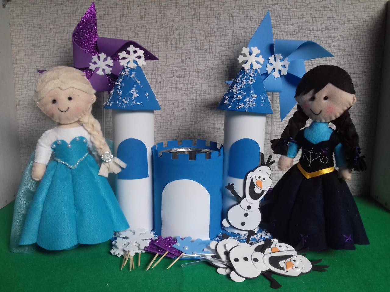 Bonecas frozen de feltro, centros de mesa