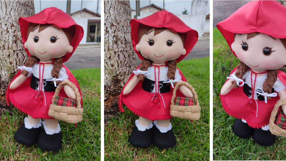 Chapelzinho vermelho de feltro 30cm de altura