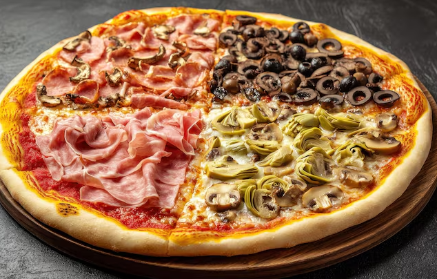 Pizza carne seca, calabresa, frango e 4 queijos | 3 sabores